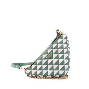 Мини-сумка на плечо Double Symbole Triangle Bag Leather and Jacquard