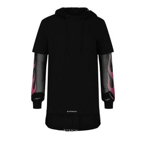Футболки с длинным рукавом Givenchy Overlapped Hooded T-Shirt In Cotton/Mesh 'Black'