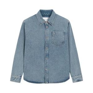 Рубашки и топы Ami Blue Cotton Overshirt With De Coeur 'Использованный синий'