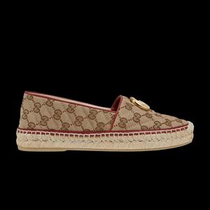 Gucci Wmns Эспадрильи 'GG Matelassé - Brown Cherry Red'