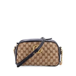 Маленькая сумка на плечо GG Marmont Shoulder Bag Diagonal Quilted GG Canvas with Leather