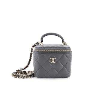 Стеганая мини-сумка через плечо Classic Top Handle Vanity Case с цепочкой