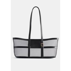 Сумка-шопер из холста с кожаной отделкой