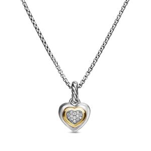 Колье Petite Cable Heart из желтого золота и серебра с бриллиантами (17.1 мм)