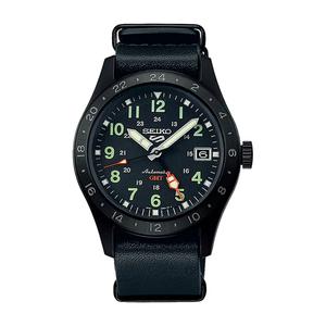 Sports Field Street Style SSK025K1 Мужские GMT Автоматические Часы Черный Ремешок из Телячьей Кожи
