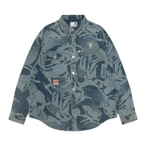 Футболки с длинным рукавом AAPE AAPEUNVS Unvs Camo Denim Long Sleeve Shirt 'Blue/Yellow'