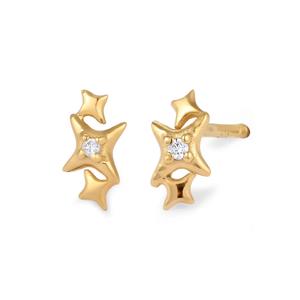 Серьги-гвоздики Star Zirconia – серебро с позолотой