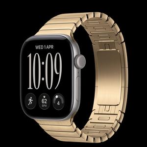 Apple Watch Series 12 42 мм, GPS + Cellular, алюминий, Space Gray, ремешок Radiant Gold Link Bracelet