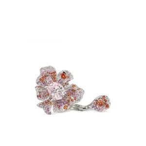 Кольцо Pale Rose Peony из розового золота с бриллиантами и сапфиром