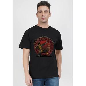 Футболка с графическим принтом Wake From Death Samurai, черная, свободного кроя, с коротким рукавом, из хлопка