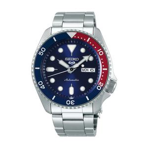 Seiko 5 Sports SKX Series Автоматические часы с синим циферблатом, сине-красным безелем и стальным браслетом SRPD53K1