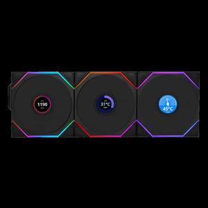 LIAN LI UNI FAN TL120 LCD Reverse Blade Wireless 120mm 3 в 1 комплект обратных вентиляторов - черный