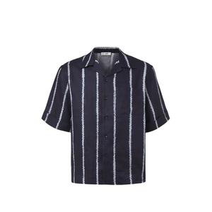Льняная рубашка в полоску Shibori
