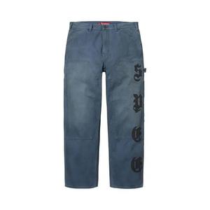 Брюки Supreme Leather Appliqué Double Knee Painter Pant 'Тёмно-синий'