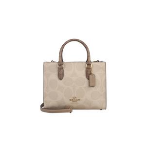 Женская маленькая сумка Maggie Tote из блокированного фирменного канваса цвета тан CY676