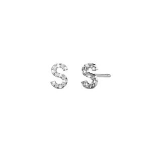 Серьги-буквы Glamour из стерлингового серебра 925 пробы - S