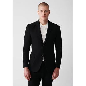 Мужской черный пиджак Mono Collar с гибким двойным разрезом без подкладки A32Y4001