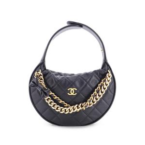 Стеганая сумка-хобо Double Chain Bow Pouch Caviar Mini