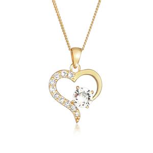 Колье с подвеской «Открытое сердце» из кристаллов Swarovski® — серебро с позолотой