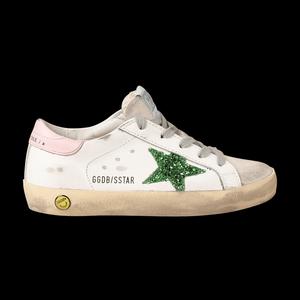 Кроссовки Golden Goose Superstar Kids 'White Emerald Green Glitter'