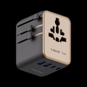 Momax 1-WORLD² 70W двойной AC пять USB GaN универсальный переходник - пустынный золотой