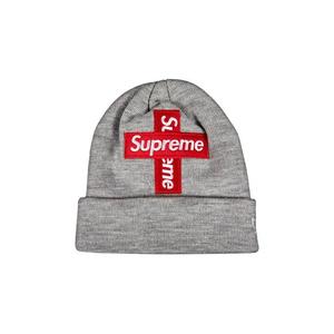 Бини Supreme x New Era Cross Box Logo Beanie «Heather Grey»