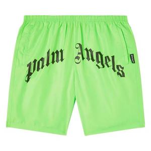 Плавки Palm Angels Curved Logo Swim Short 'Green Fluo'
