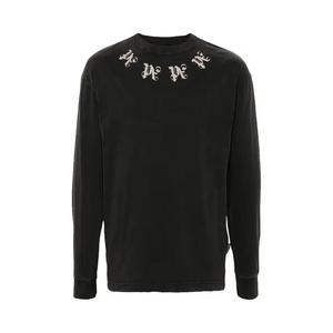Футболки с длинным рукавом Palm Angels Футболка с длинным рукавом с логотипом на горловине 'Черный'