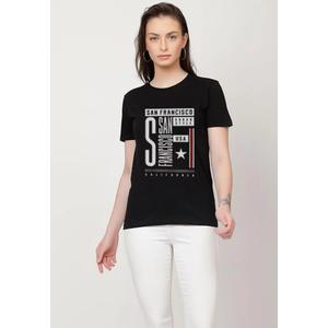SF StreetWear Свободная футболка с коротким рукавом, стильная черная, хлопковая, повседневная, с графическим принтом