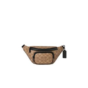 Мужская поясная сумка Travis Belt Bag 30 из фирменного канваса коричнево-желтого цвета CET88