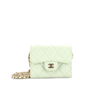 Стеганый мини-клатч Classic Flap Card Holder on Chain