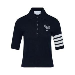 Поло Thom Browne 4 Bar Tennis Racquets Intarsia Polo 'Navy'