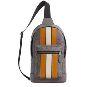 Сумка West Pack из фирменного канваса с полосками в стиле Varsity - серый/охра/мел CV923