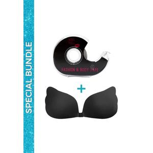 Специальный набор Angel Seamless Push Up Nubra и клейкая лента для одежды, черный