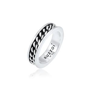 Мужское серебряное кольцо-цепь Curb Chain Band Ring - оксидированное