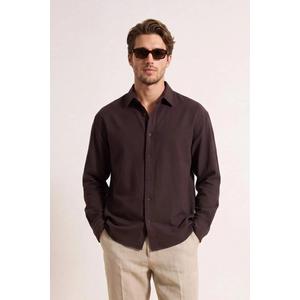 Темно-коричневая мужская рубашка Regular Fit из модала с мягкой текстурой летняя тканая Tmnss26Go00040
