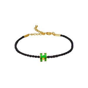 [СПЕЦИАЛЬНОЕ] LITZ 999 (24K) Золотой брелок H с браслетом EPC0926-GREEN-B-B