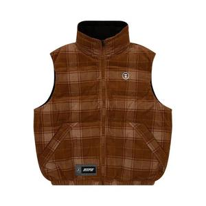 Жилеты AAPE Moonface Logo Check Zip-Up Vest 'Коричневый/Бургунди'