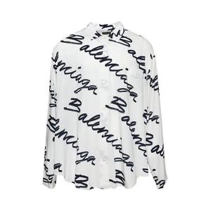Топы Balenciaga Logo Long-Sleeve Shirt 'White/Navy'