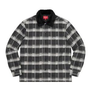 Рубашка Supreme Faux Fur Collar Flannel Shirt «Black»