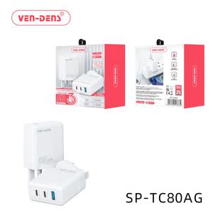 VEN-DENS TC80AG 2C1A PD 65W GaN зарядное устройство - White белый