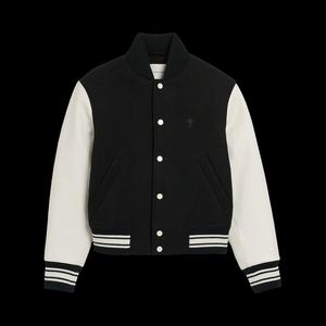 Куртки Ami Padded Paris Teddy Jacket With Leather Sleeves 'Noir'