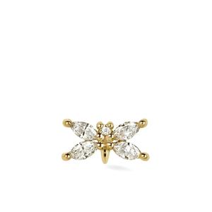 Серьга-гвоздик Butterfly из желтого золота с бриллиантами