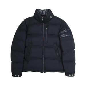 Пуховики Moncler Delaume Full Zip Puffer Jacket With Stripe On Arm 'Navy/White'
