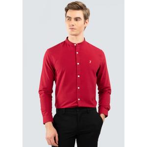 Polo Haus - Мужская рубашка с длинным рукавом из хлопковой смеси Signature Fit с воротником-мандарин MBLSE002