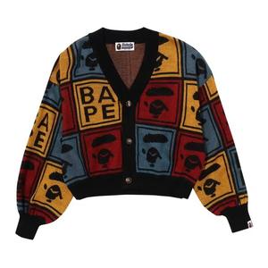 Кардиганы BAPE вязаный укороченный кардиган с мордой обезьяны «Черный»