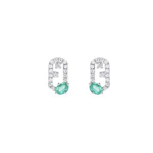 TOMEI Серьги с изумрудом в комплекте, белое золото 750/18K