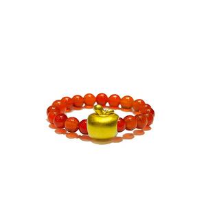[SPECIAL] LITZ 999 (24K) Золотое матовое яблочное кольцо EPC1003B-R-R (0.19г+/-)