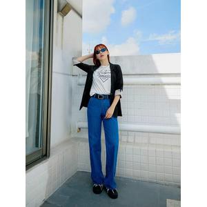 Жакет с манжетами на три четверти, в полоску, устойчивый к складкам [EA3660]