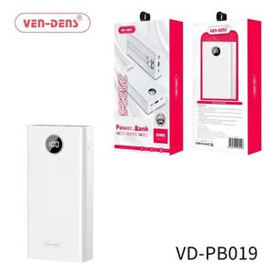 VEN-DENS PB019 18W PD 20000mAh внешнее зарядное устройство с двойным зарядным кабелем - White белый цвет
